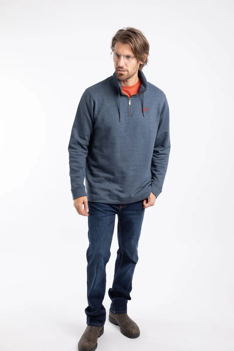 Weird Fish Brampton Branded Quarter Zip Sweater Mens in Navy-3
