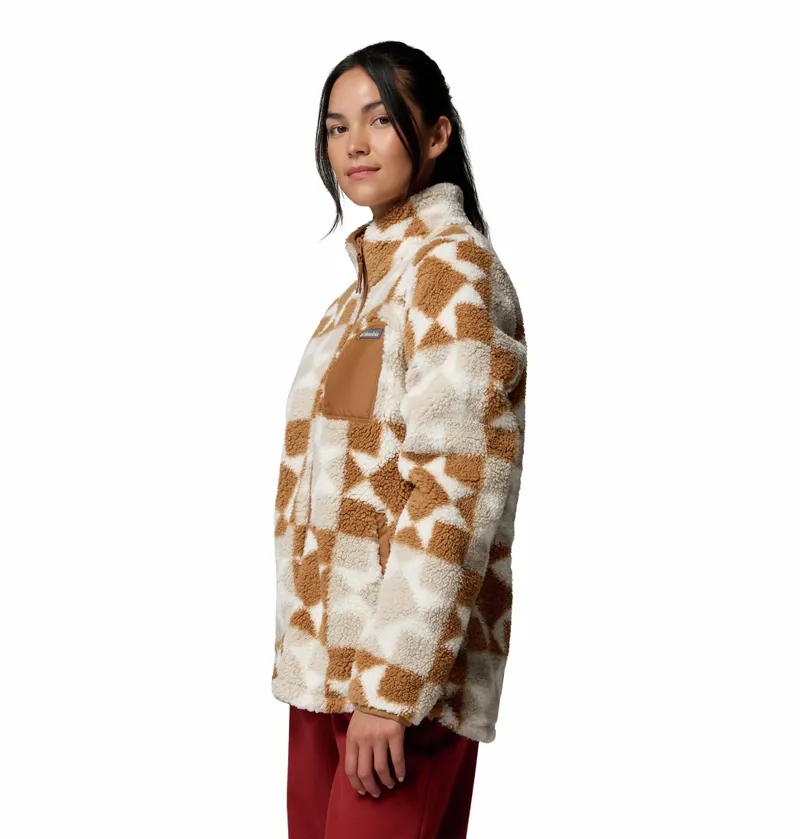 Columbia Womens West Bend Print Full Zip II in Camel Brown/Cozy Quilt-3