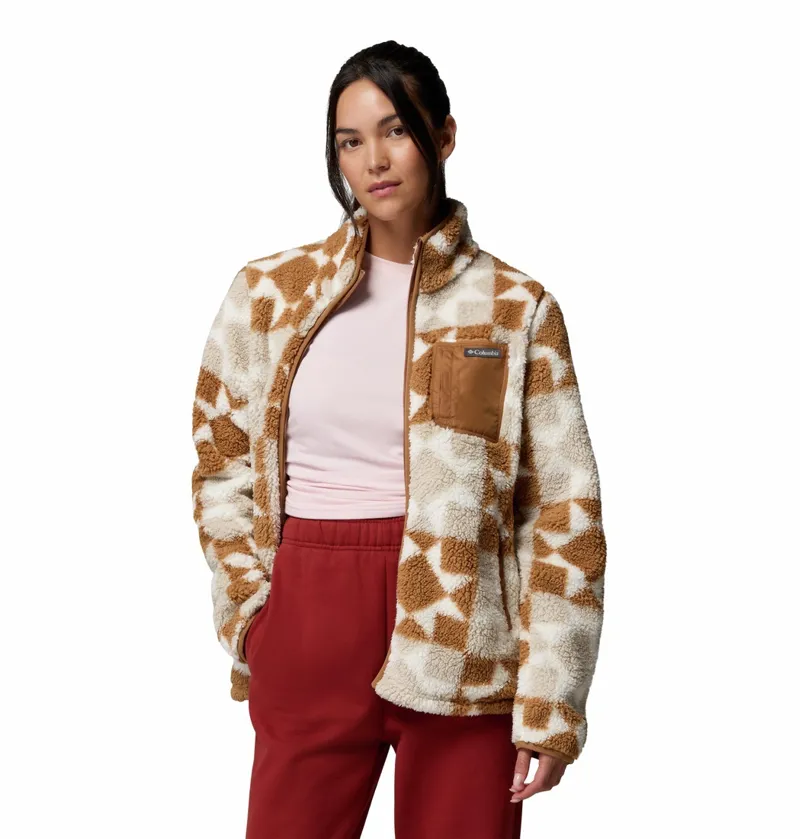 Columbia Womens West Bend Print Full Zip II in Camel Brown/Cozy Quilt-2