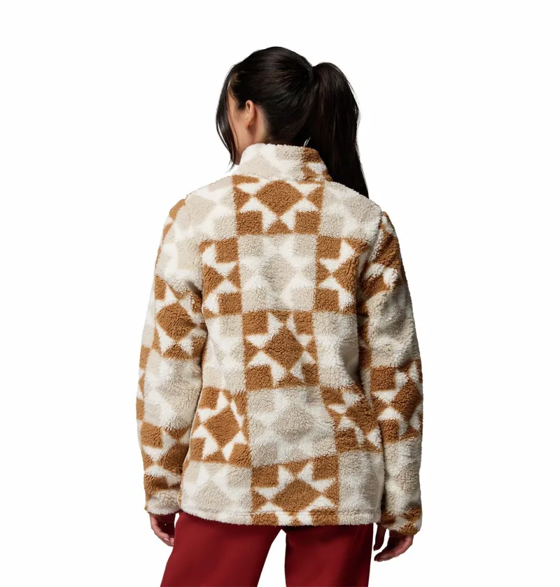 Columbia Womens West Bend Print Full Zip II in Camel Brown/Cozy Quilt-1