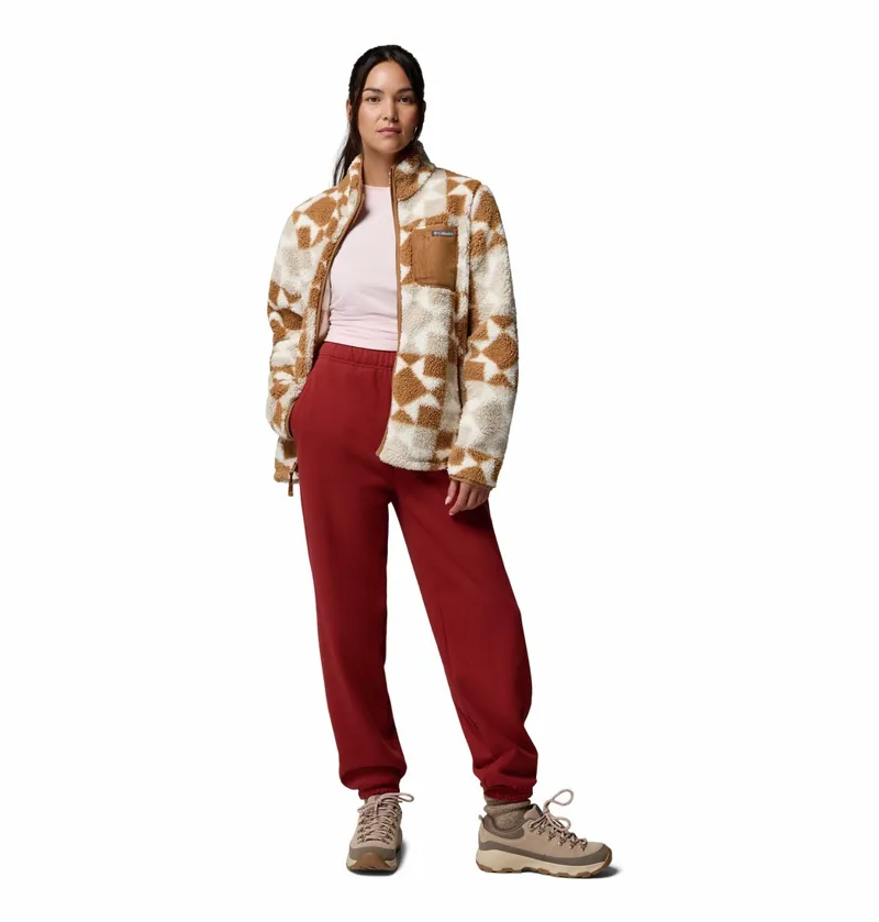 Columbia Womens West Bend Print Full Zip II in Camel Brown/Cozy Quilt-4