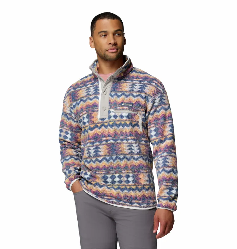 Columbia Helvetia II Printed Half Snap Fleece Mens in Sea Salt/Retrotree