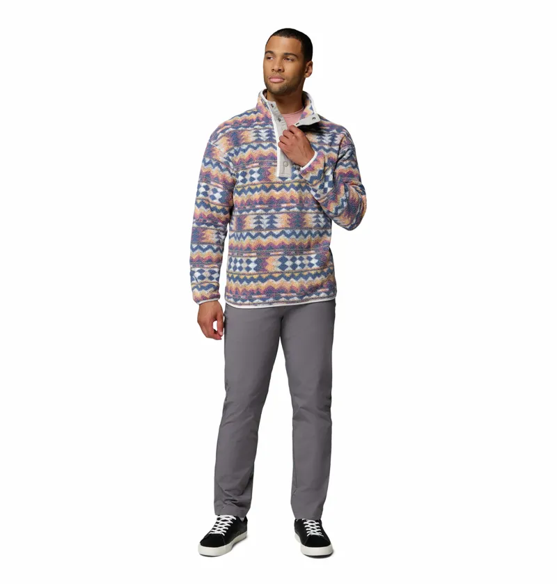 Columbia Helvetia II Printed Half Snap Fleece Mens in Sea Salt/Retrotree-3