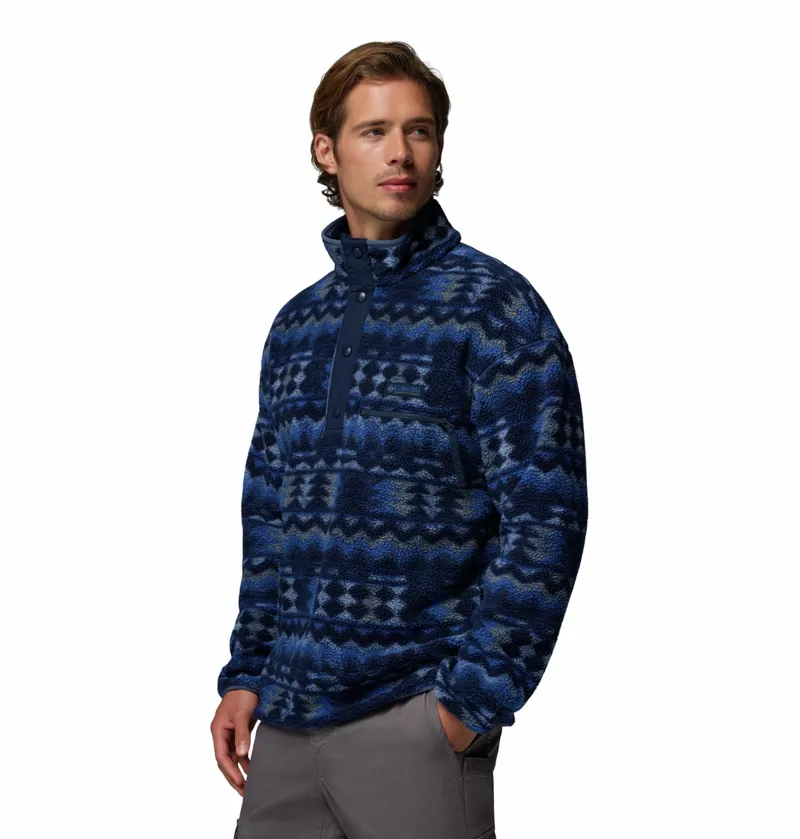 Columbia Helvetia II Printed Half Snap Fleece Mens in Mountain Blue/Retrotree-1