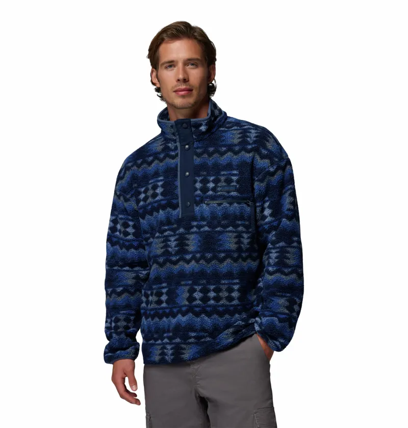 Columbia Helvetia II Printed Half Snap Fleece Mens in Mountain Blue/Retrotree