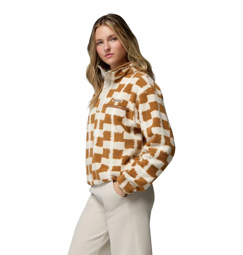 Columbia Helvetia II Printed Cropped Half Snap Womens Camel Brown-1