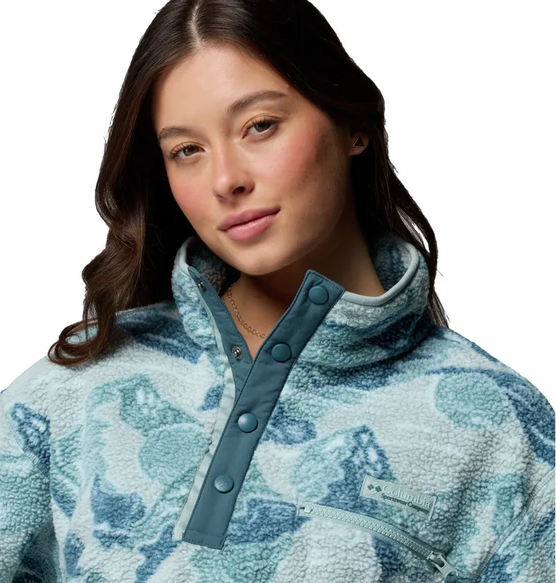 Columbia Helvetia II Printed Cropped Half Snap Womens in Marine Light/Sunscape-3