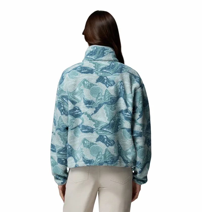 Columbia Helvetia II Printed Cropped Half Snap Womens in Marine Light/Sunscape-2