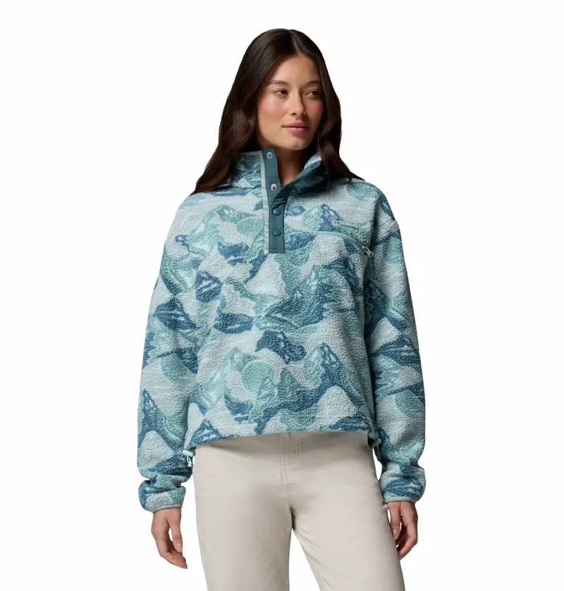 Columbia Helvetia II Printed Cropped Half Snap Womens in Marine Light/Sunscape
