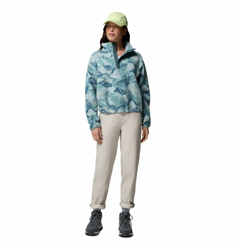 Columbia Helvetia II Printed Cropped Half Snap Womens in Marine Light/Sunscape-5