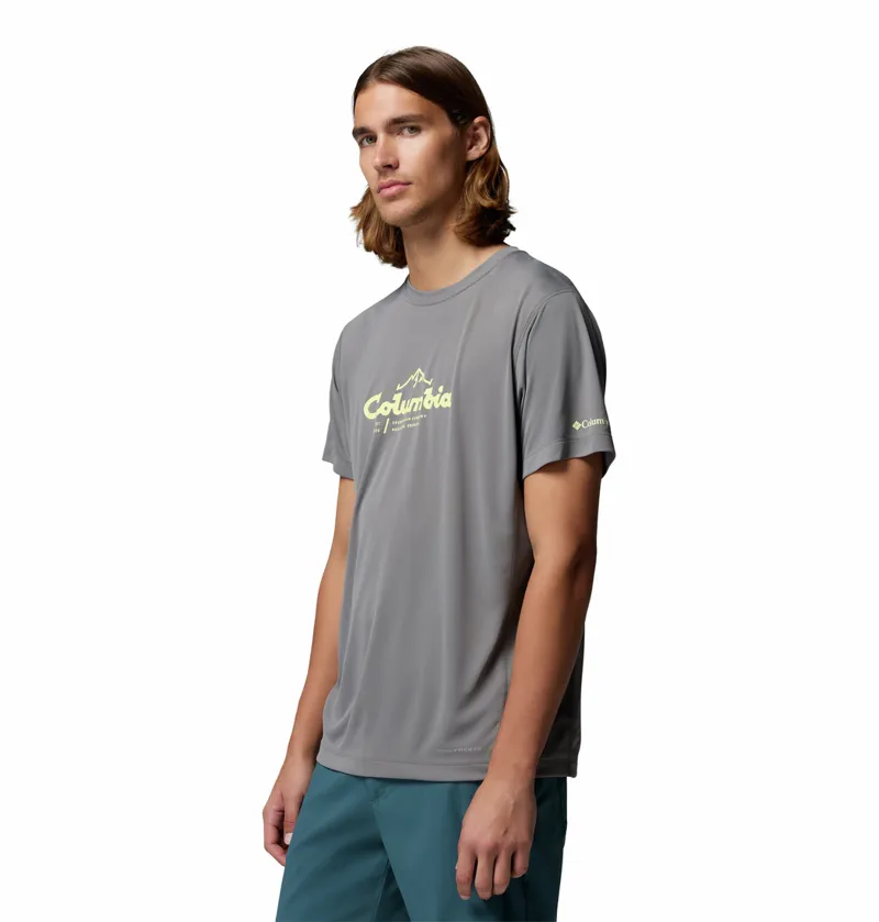 Columbia Zero Rules Light Short Sleeve Graphic Crew Mens in City Grey-1