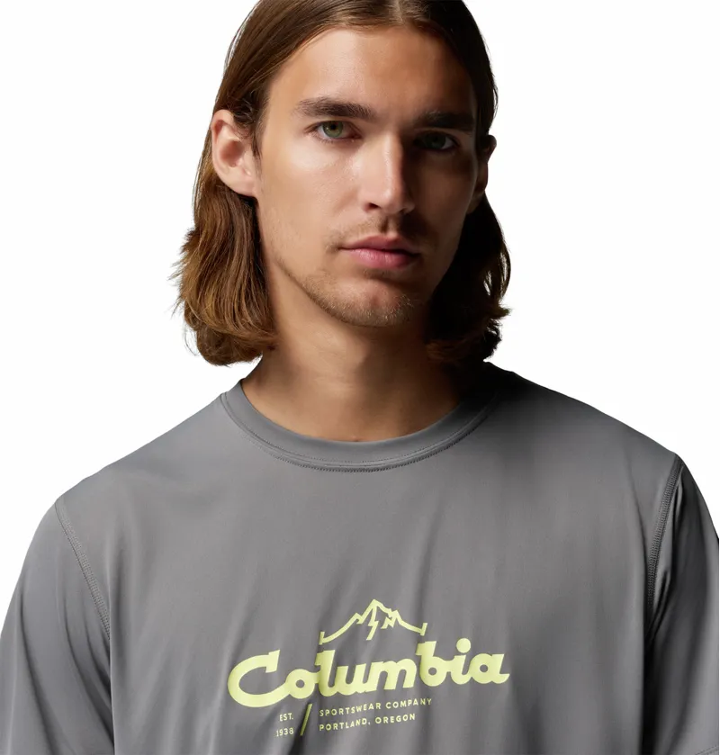 Columbia Zero Rules Light Short Sleeve Graphic Crew Mens in City Grey-3