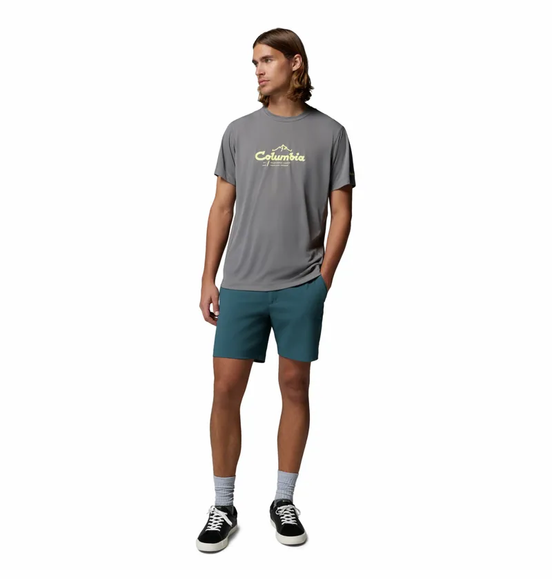 Columbia Zero Rules Light Short Sleeve Graphic Crew Mens in City Grey-5
