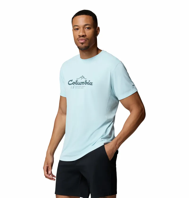 Columbia Zero Rules Light Short Sleeve Graphic Crew Mens in Marine Light-1