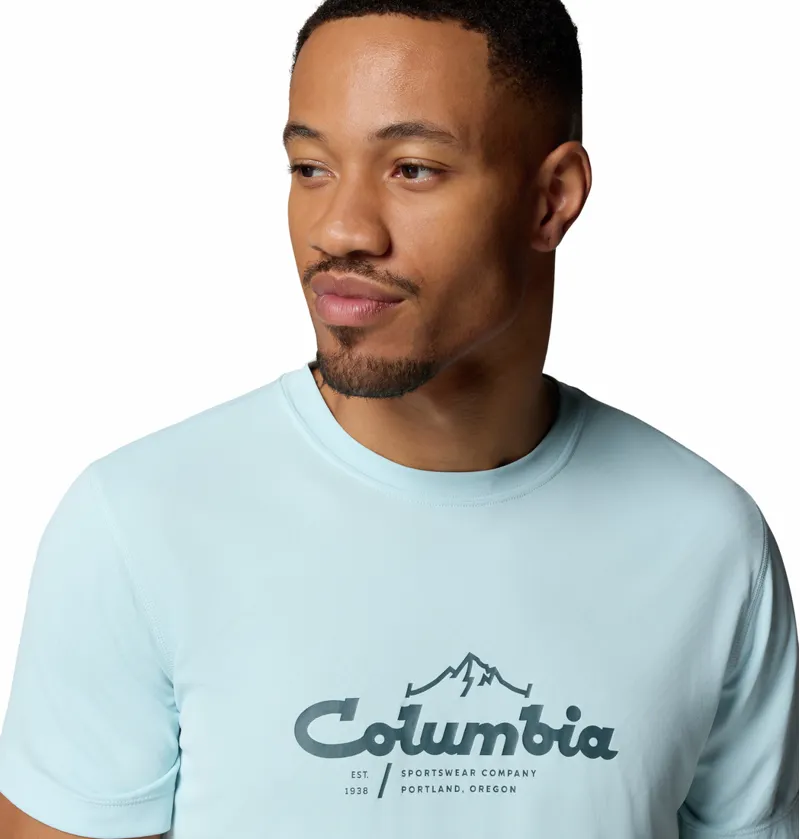 Columbia Zero Rules Light Short Sleeve Graphic Crew Mens in Marine Light-4