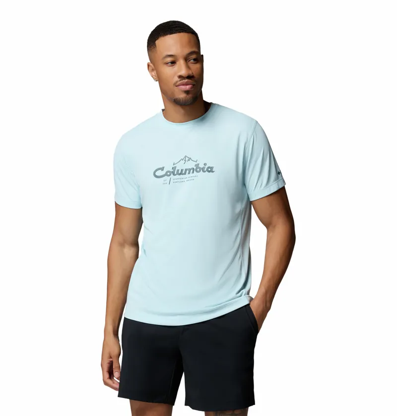 Columbia Zero Rules Light Short Sleeve Graphic Crew Mens in Marine Light