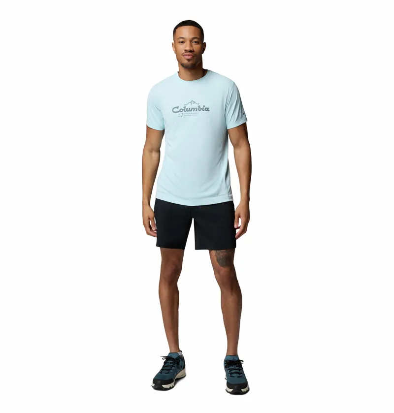 Columbia Zero Rules Light Short Sleeve Graphic Crew Mens in Marine Light-3