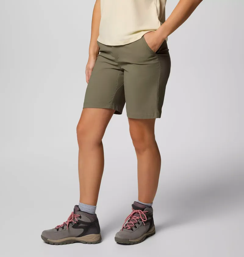 Columbia Leslie Falls II Long Hiking Shorts Womens in Stone Green-2
