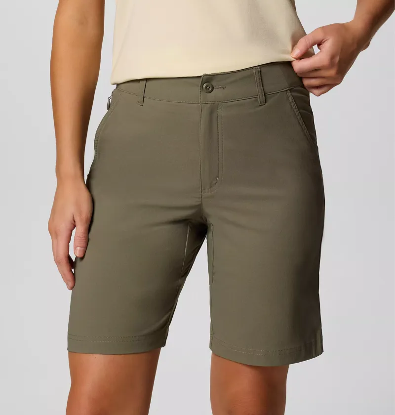 Columbia Leslie Falls II Long Hiking Shorts Womens in Stone Green-3