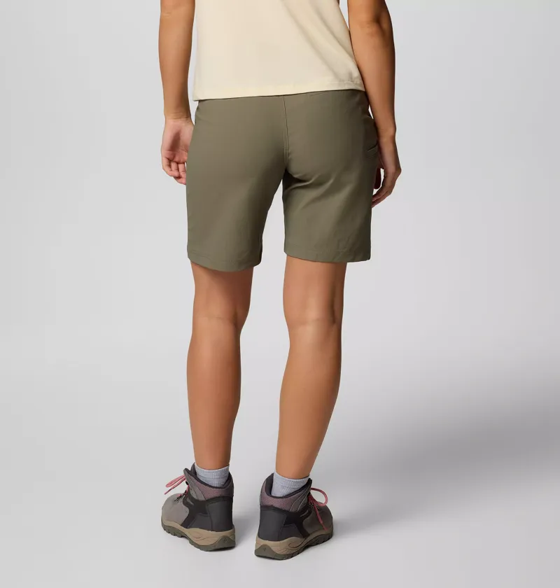 Columbia Leslie Falls II Long Hiking Shorts Womens in Stone Green-1