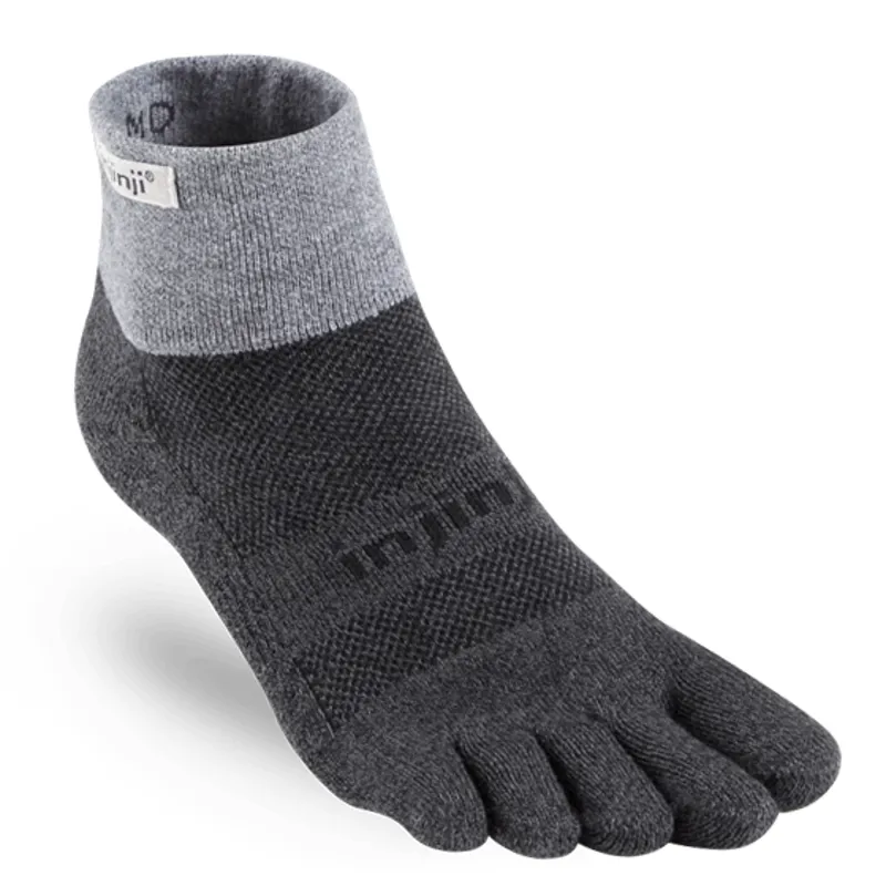 Injinji Trail Midweight Mini Crew Running Toe Socks Unisex in Granite
