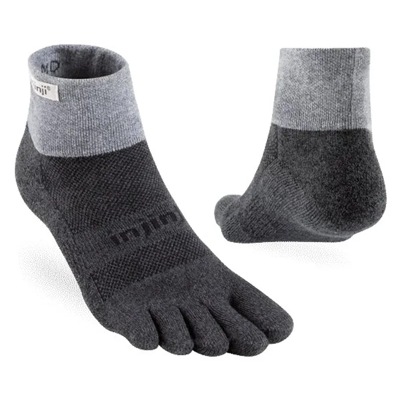 Injinji Trail Midweight Mini Crew Running Toe Socks Unisex in Granite-1