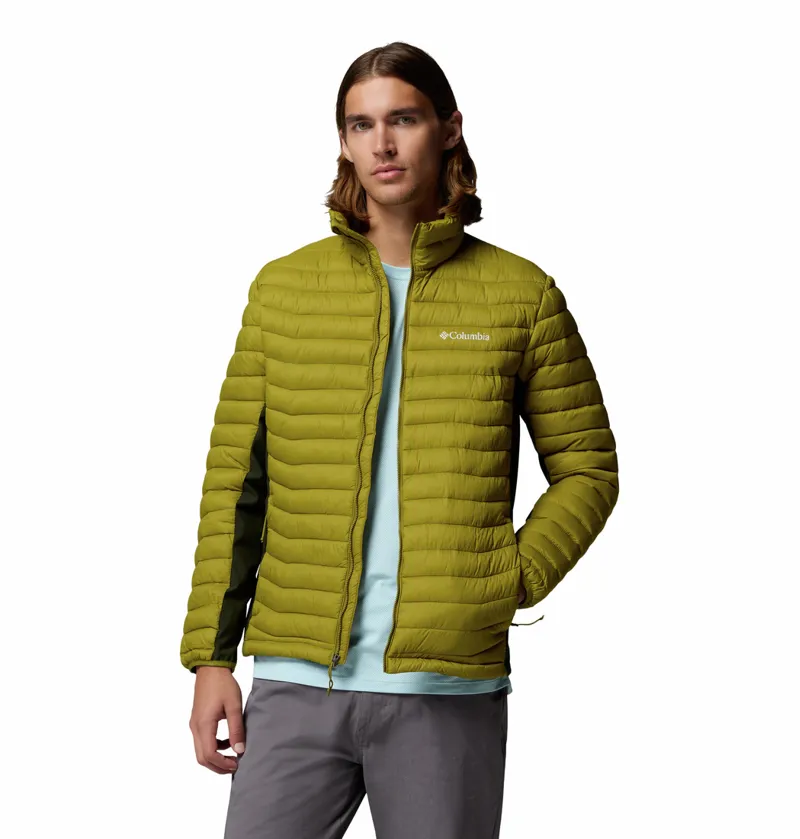 Columbia Powder Pass Hybrid Jacket Mens in Mossy Green/Greenscape-3