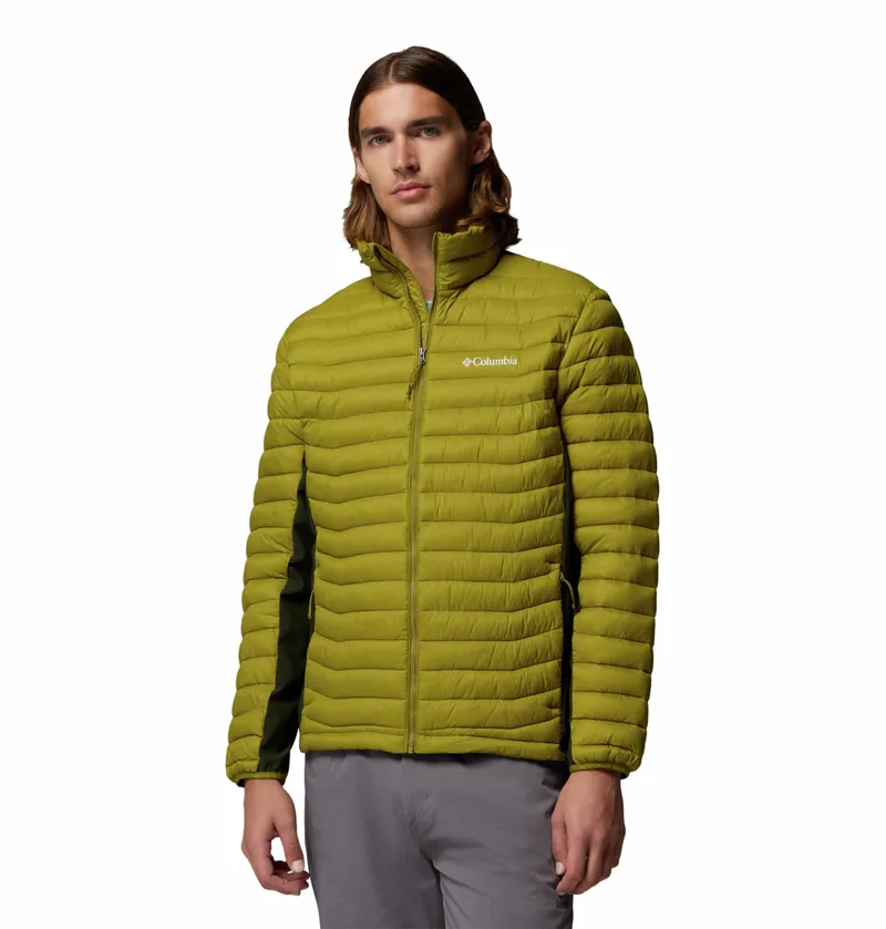 Columbia Powder Pass Hybrid Jacket Mens in Mossy Green/Greenscape