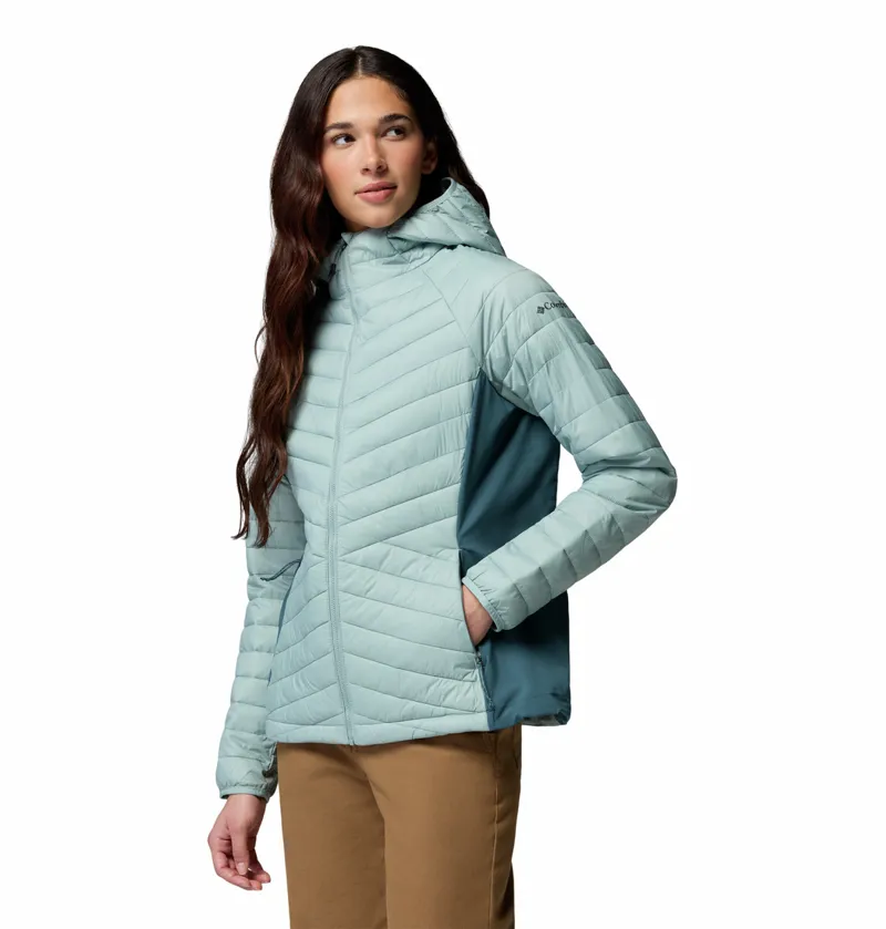 Columbia Powder Pass III Hybrid Hooded Jacket Womens in Crushed Blue-1