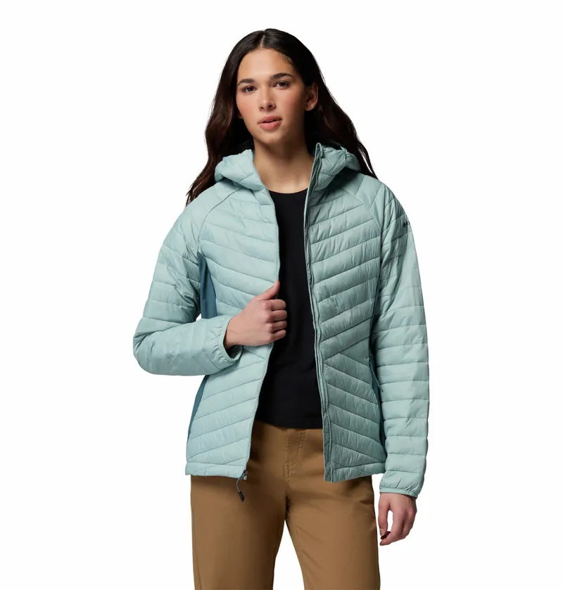 Columbia Powder Pass III Hybrid Hooded Jacket Womens in Crushed Blue-3