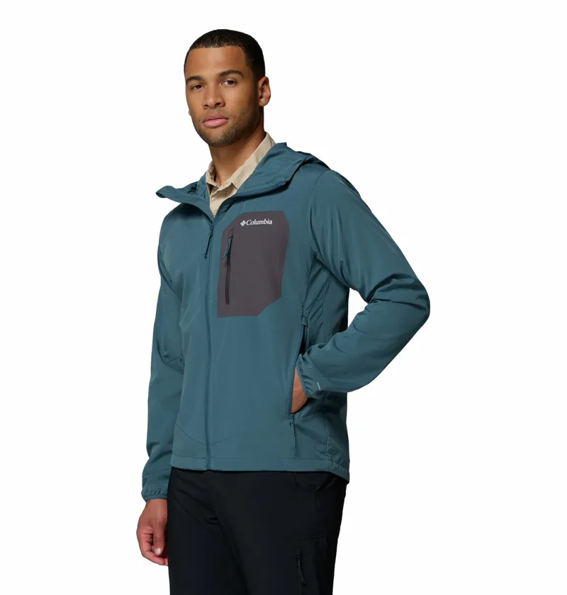 Columbia Tall Heights III Hooded Softshell Jacket Mens in Everblue/Shark-1
