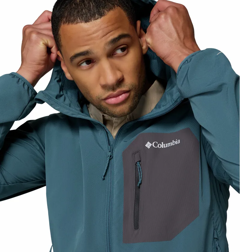 Columbia Tall Heights III Hooded Softshell Jacket Mens in Everblue/Shark-3