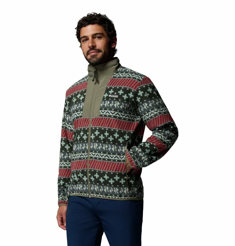 Columbia Sequoia Grove II Full Zip Printed Fleece Mens in Greenscape-1