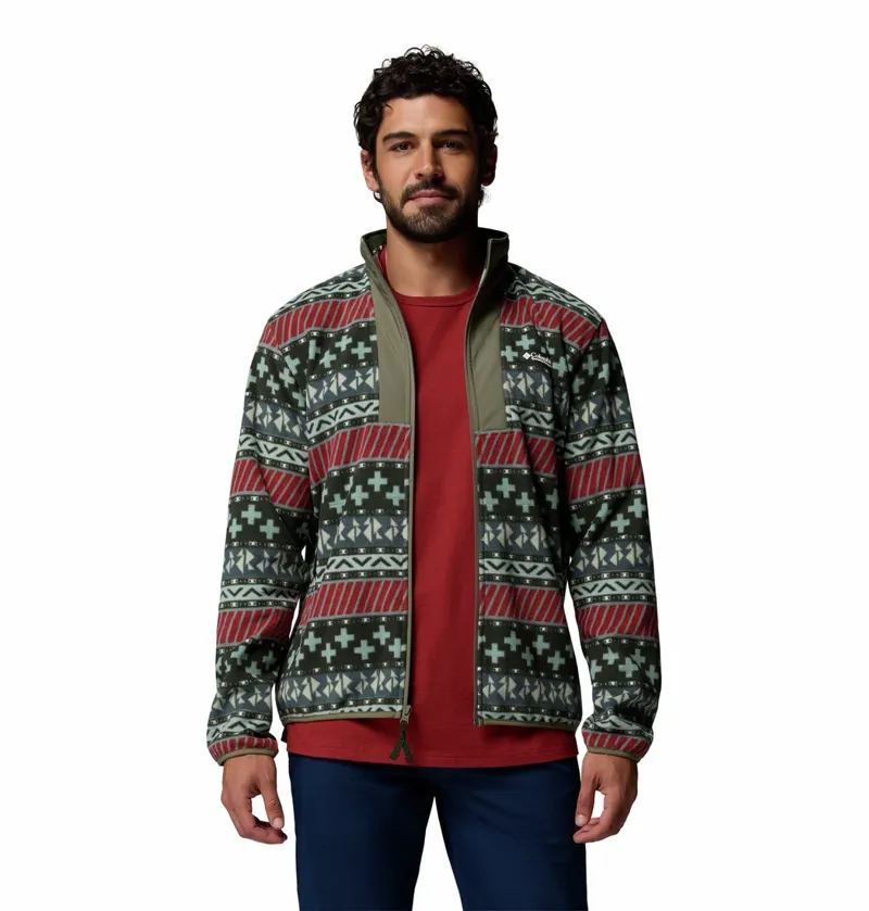 Columbia Sequoia Grove II Full Zip Printed Fleece Mens in Greenscape-3