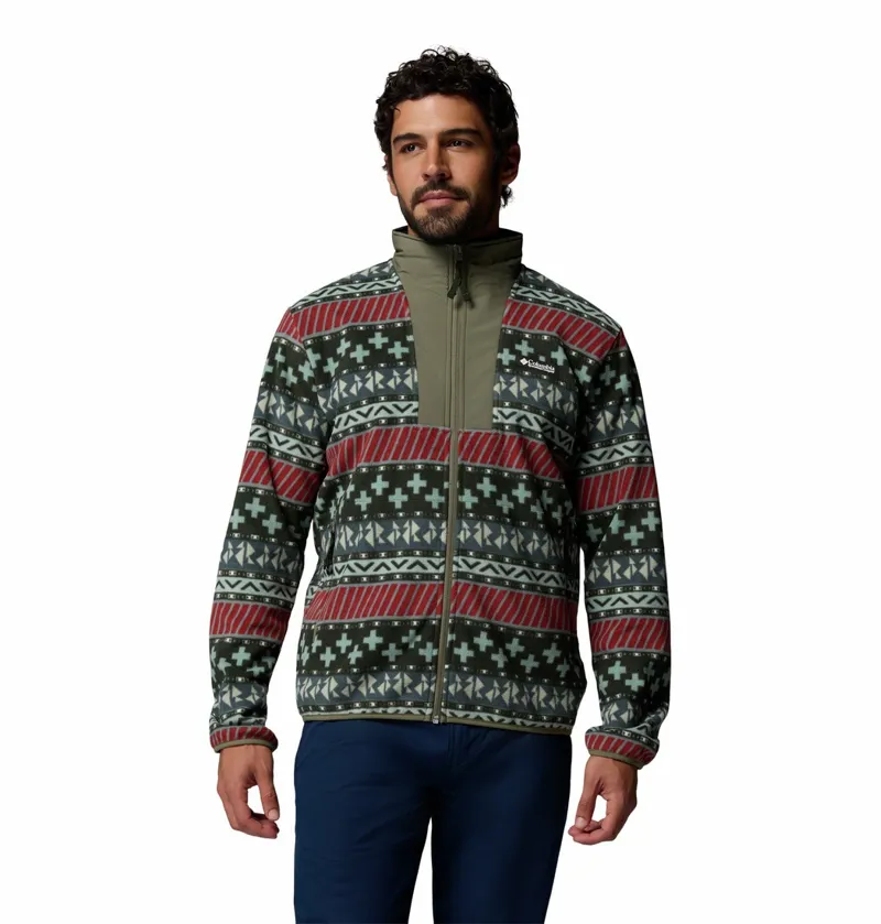Columbia Sequoia Grove II Full Zip Printed Fleece Mens in Greenscape