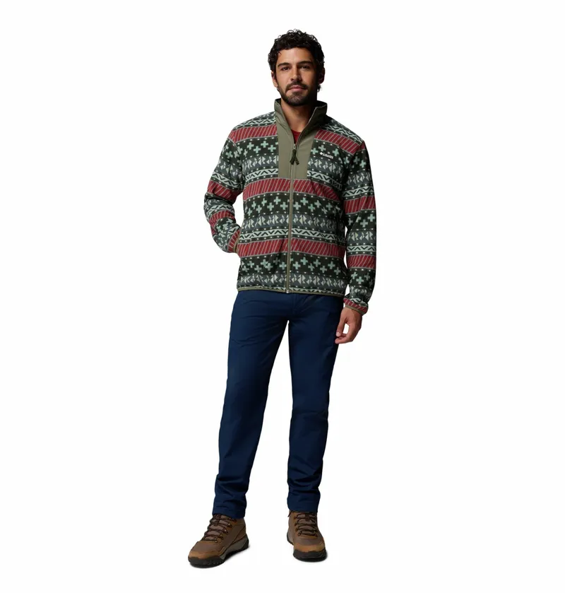 Columbia Sequoia Grove II Full Zip Printed Fleece Mens in Greenscape-5