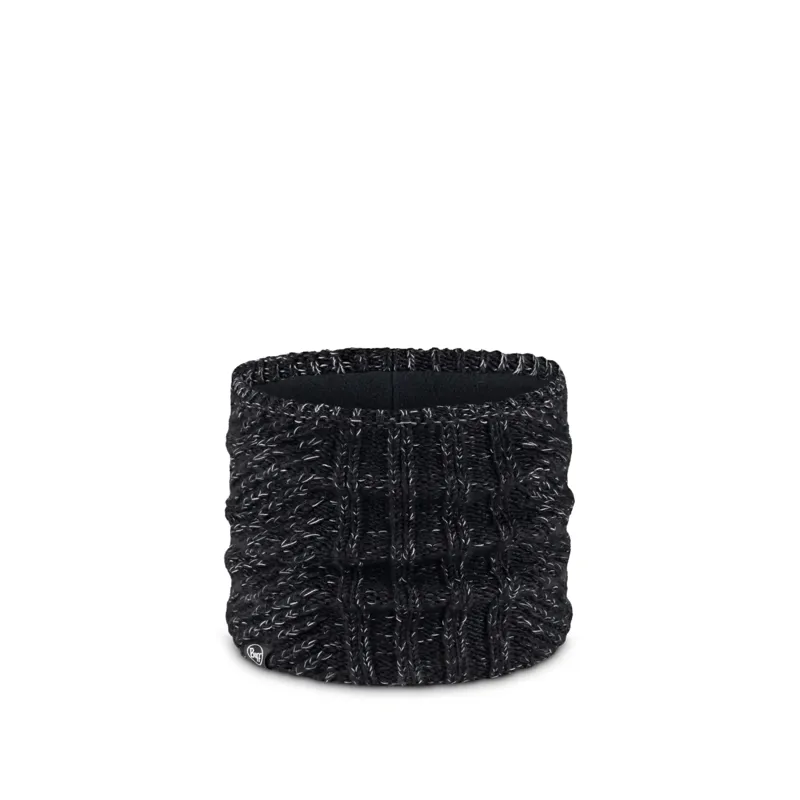 Buff Knitted and Fleece Neckwarmer in Akna Graphite