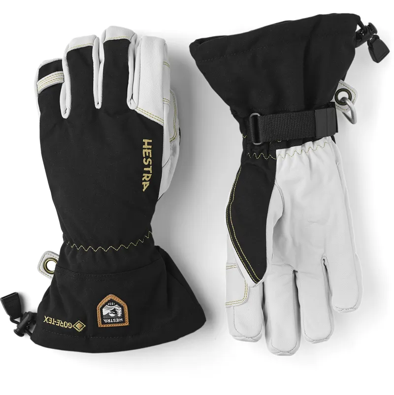 Hestra Army Leather Gore-Tex 5 Finger Glove in Black/Natural Grey