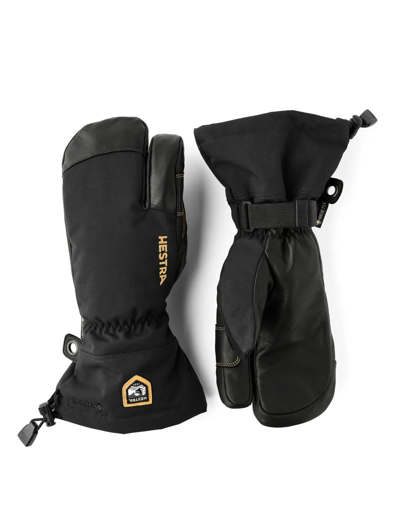 Hestra Army Leather Gore-Tex 3 Finger Glove in Black/Black