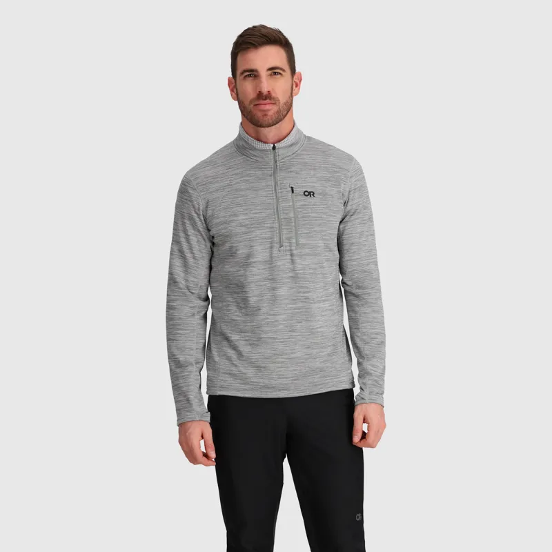 Outdoor Research Vigor Grid Fleece Half Zip Mens in Grey Heather-1