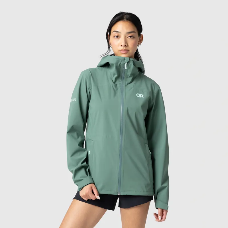 Outdoor Research Stratoburst Stretch Rain Jacket Women's in Malachite-1