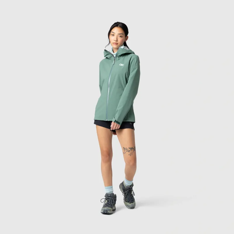 Outdoor Research Stratoburst Stretch Rain Jacket Women's in Malachite-4