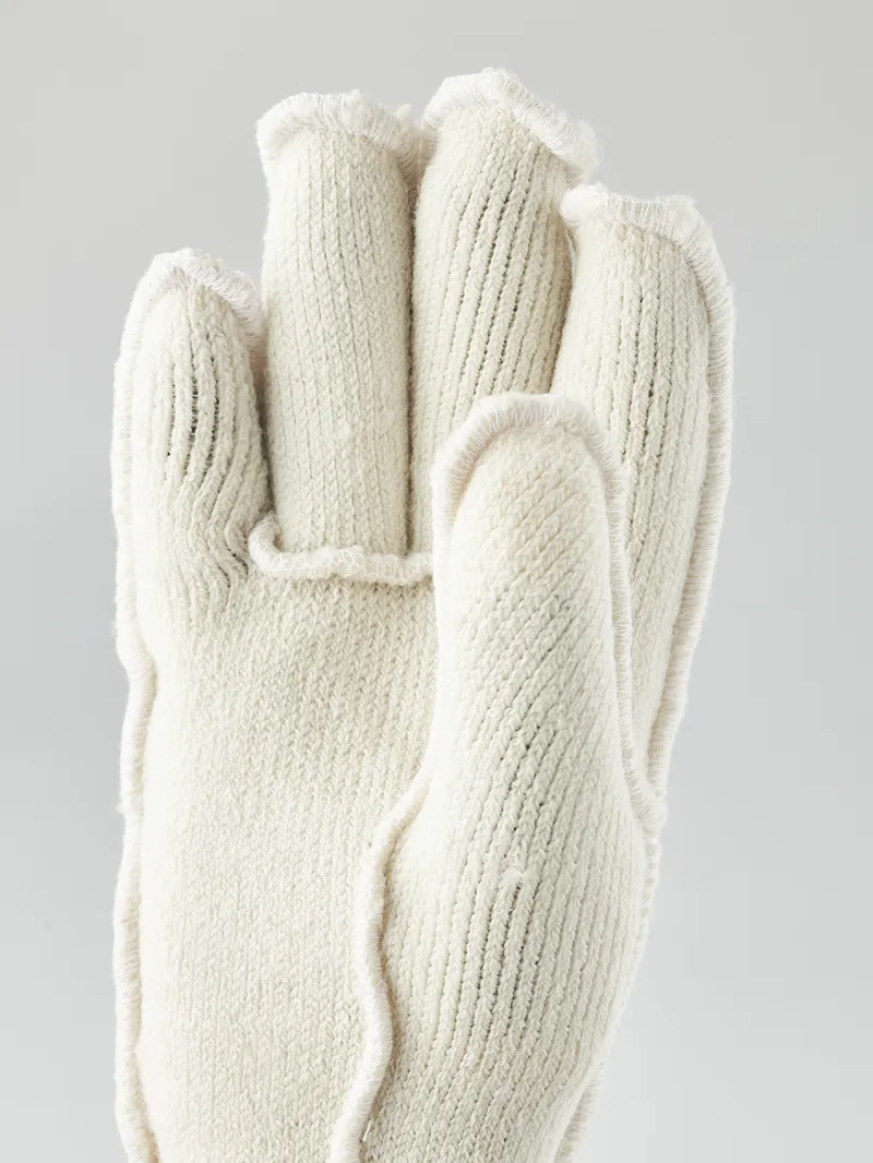 Hestra Wakayama Wool Liner 5 Finger Glove in Off White-1