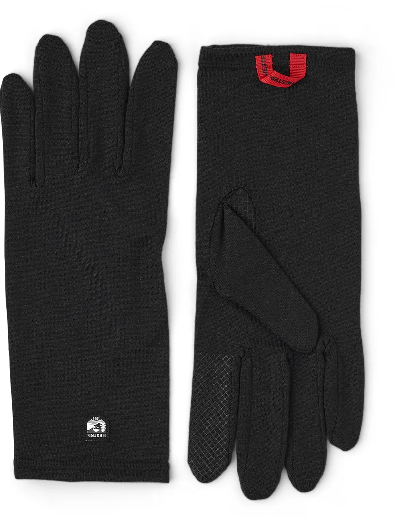 Hestra Merino Wool Liner Long 5 Finger in Black