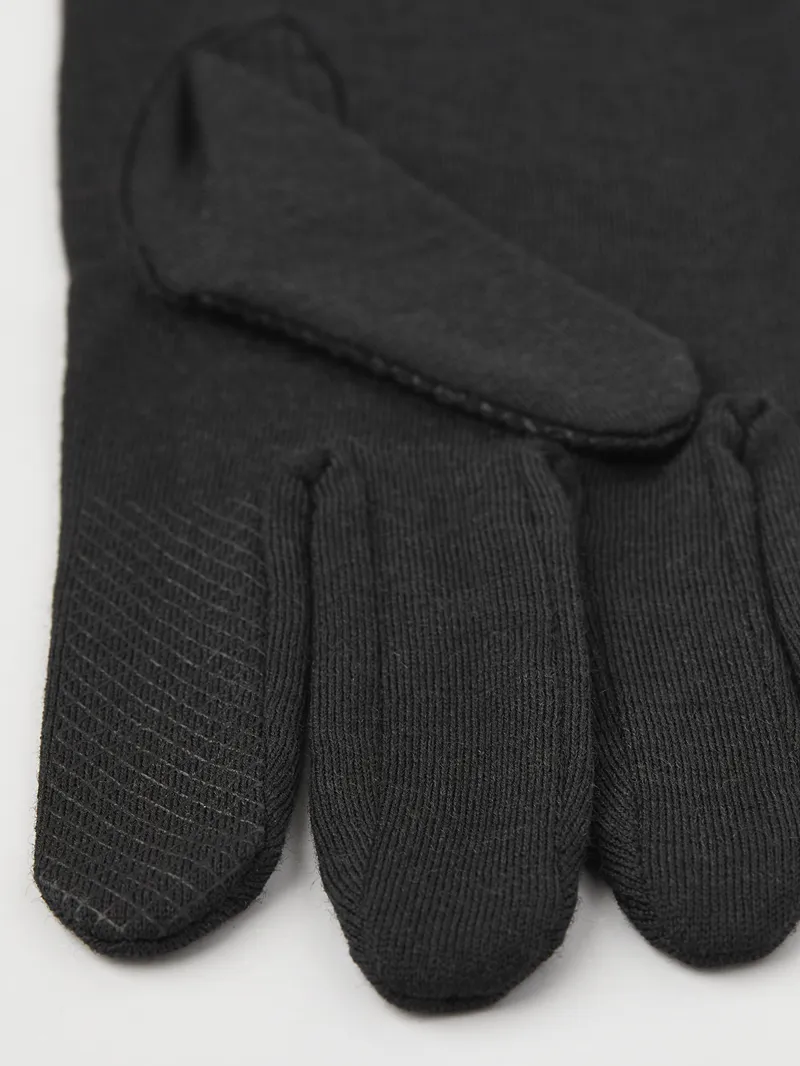Hestra Merino Wool Liner Long 5 Finger in Black-1
