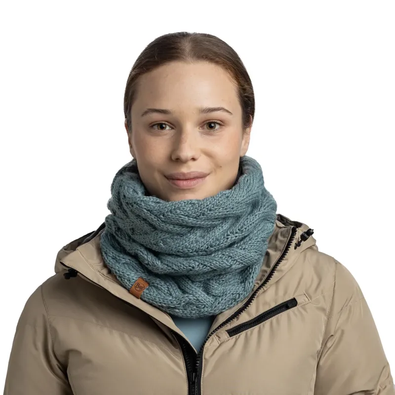 Buff Caryn Knitted and Fleece Neckwarmer in Blue Glass-2