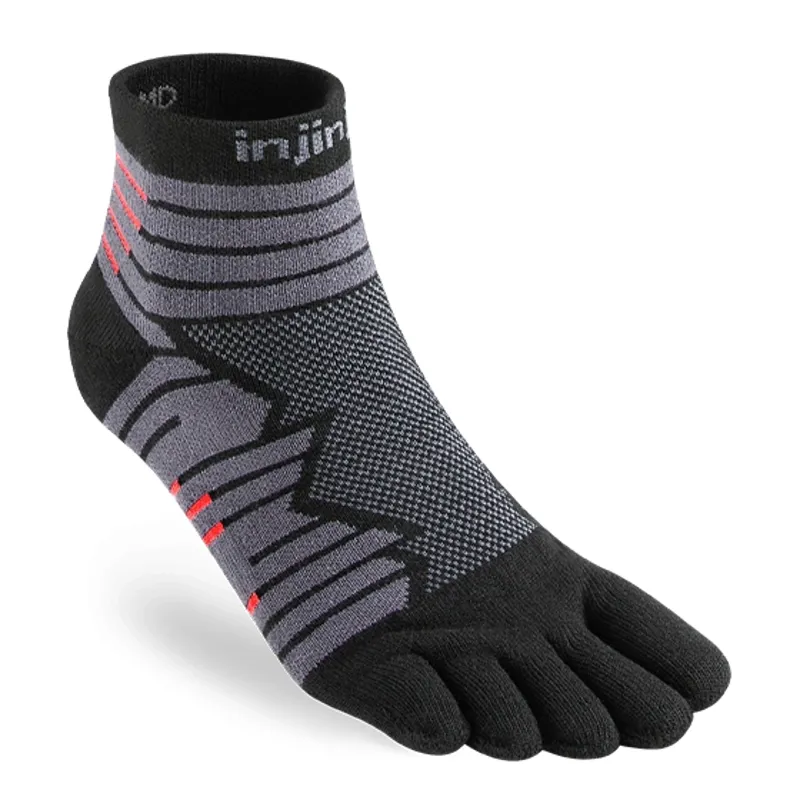 Injinji Ultra Run Mini Crew Unisex Socks in Onyx