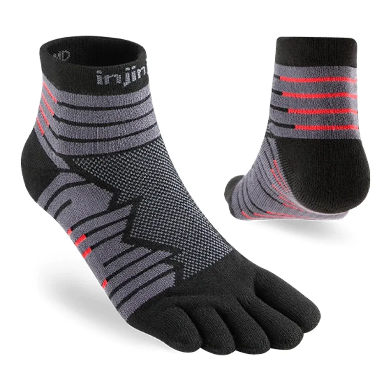 Injinji Ultra Run Mini Crew Unisex Socks in Onyx-1