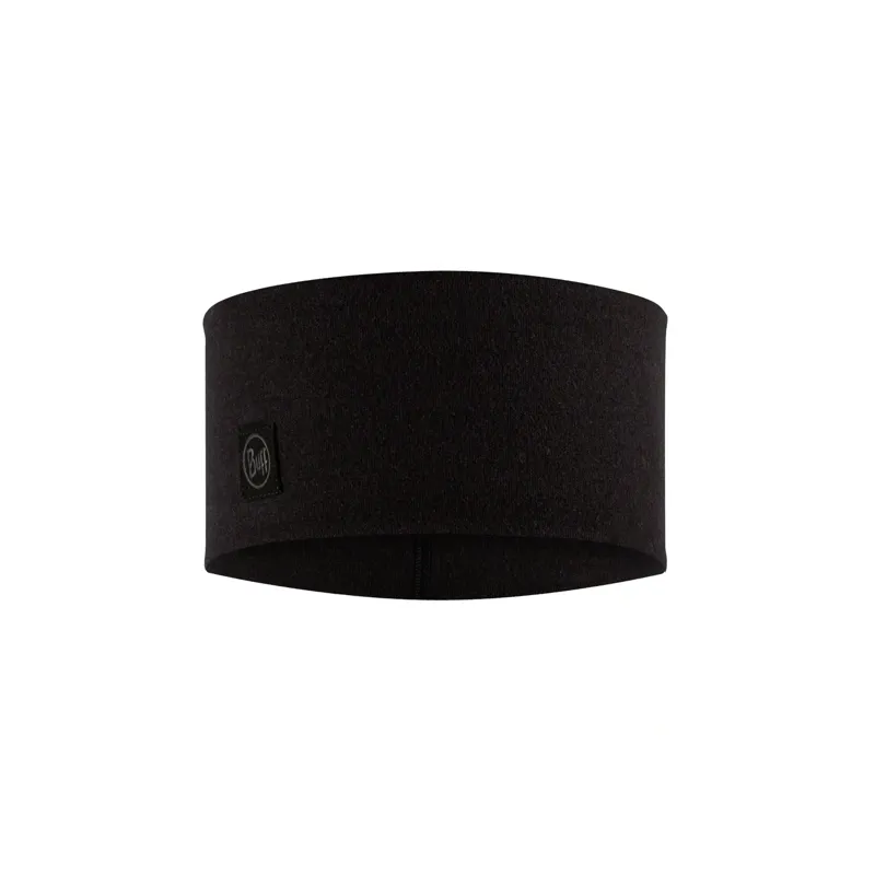 Buff Merino Wide Headband in Solid Black