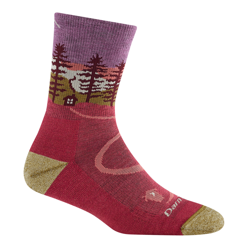 Darn Tough Northwoods Micro Crew Midweight Womens in Cranberry